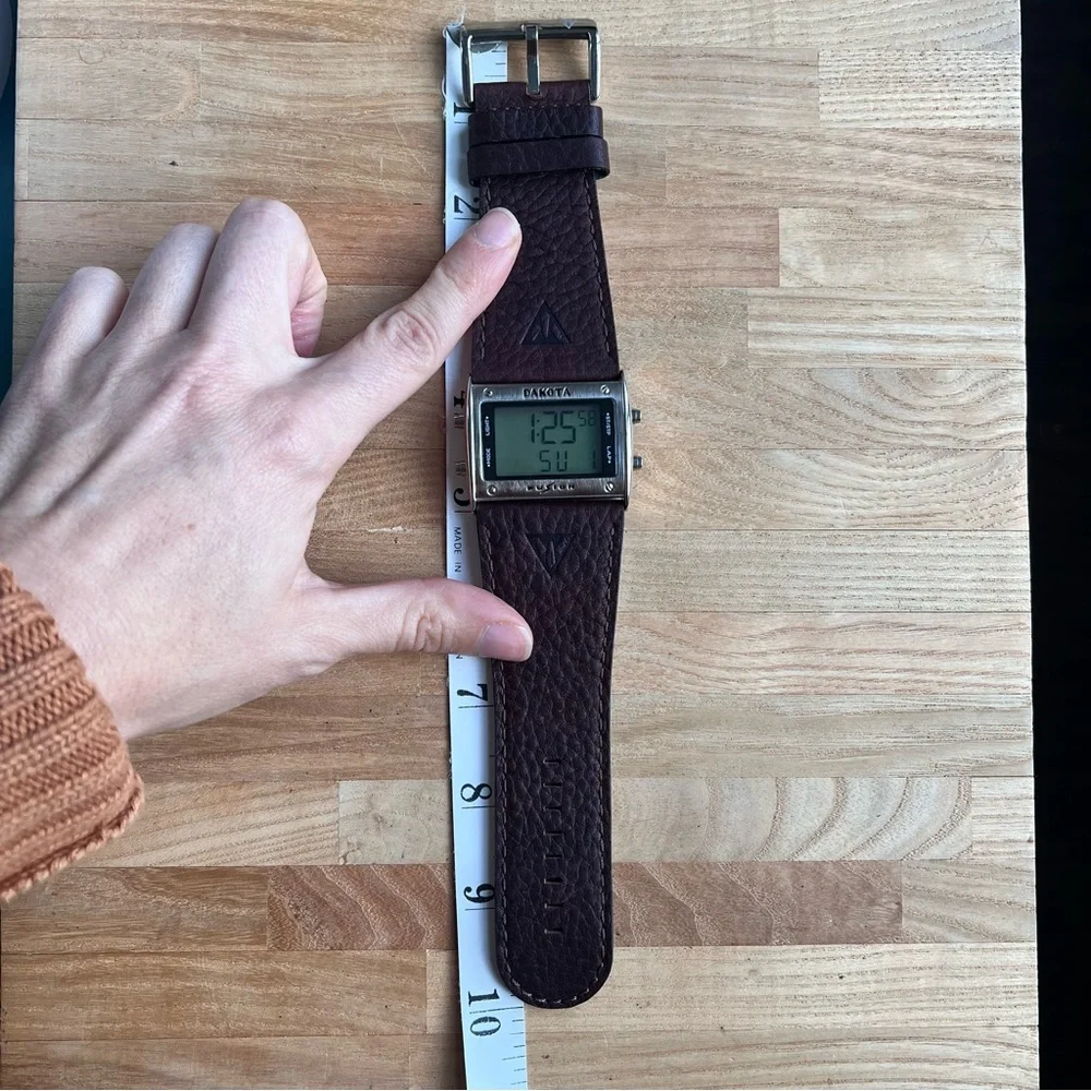 Dakota moon glow mens digital leather strap watch NEW BATTERY